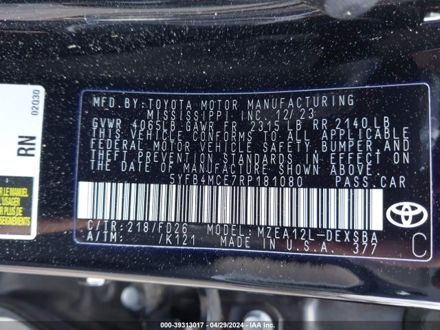 Toyota Corolla Nightshade Edition 2024 5YFB4MCE7RP181080 Image 9