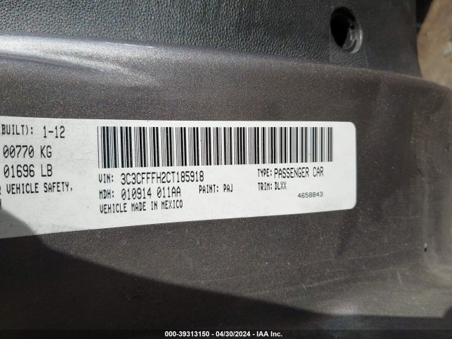 2012 FIAT 500 3C3CFFFH2CT185918 Photo 8