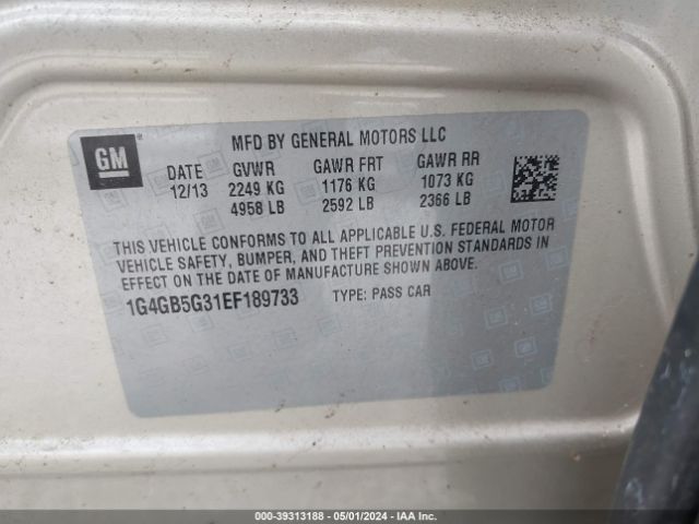 1G4GB5G31EF189733 Buick Lacrosse Leather Group