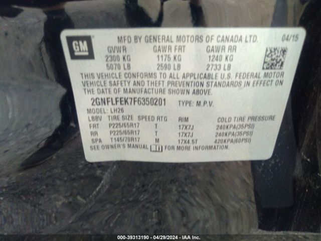 2GNFLFEK7F6350201 Chevrolet EQUINOX 1LT