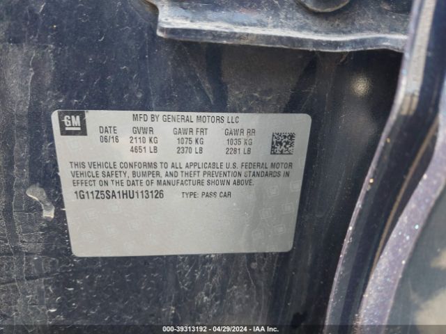 1G11Z5SA1HU113126 Chevrolet IMPALA LS