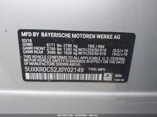 5UXKR0C52J0Y02149 BMW X5 Xdrive35i