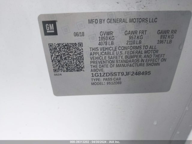1G1ZD5ST9JF248495 Chevrolet MALIBU LT