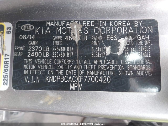 KIA Sportage Lx 2015 KNDPBCACXF7700420 Image 9
