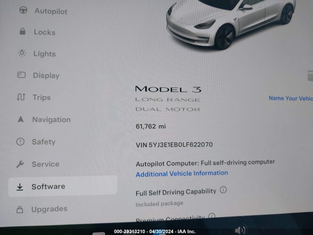 5YJ3E1EB0LF622070 Tesla Model 3 Long Range Dual Motor All-wheel Drive