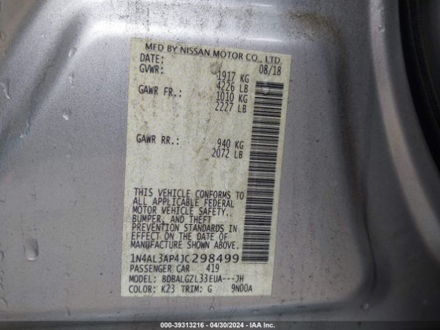 1N4AL3AP4JC298499 Nissan Altima 2.5 S