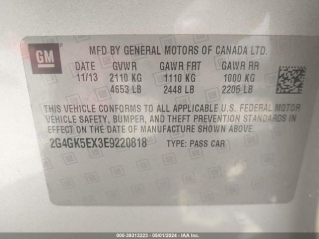 2G4GK5EX3E9220818 Buick Regal Turbo