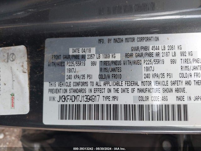 JM3KFADM7J1394917 Mazda Cx-5 Grand Touring