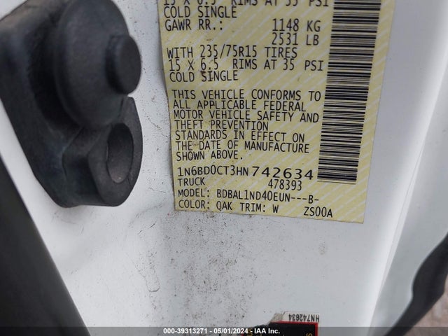 Nissan FRONTIER S 2017 1N6BD0CT3HN742634 Image 9
