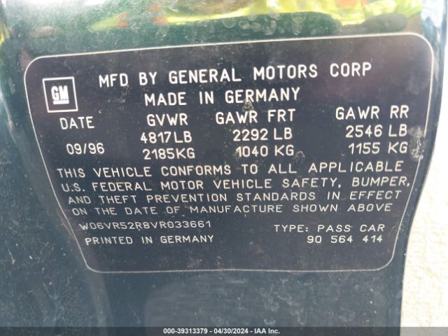 1997 CADILLAC CATERA W06VR52R8VR033661 Photo 8