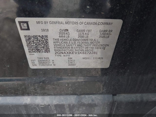 Chevrolet EQUINOX LT 2019 2GNAXKEV1K6172281 Image 9