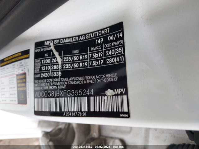 WDCGG8JBXFG355244 Mercedes-Benz Glk 350 4matic
