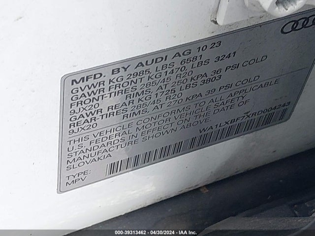 WA1LXBF7XRD004243 Audi Q7 Premium Plus 55 Tfsi Quattro Tiptronic