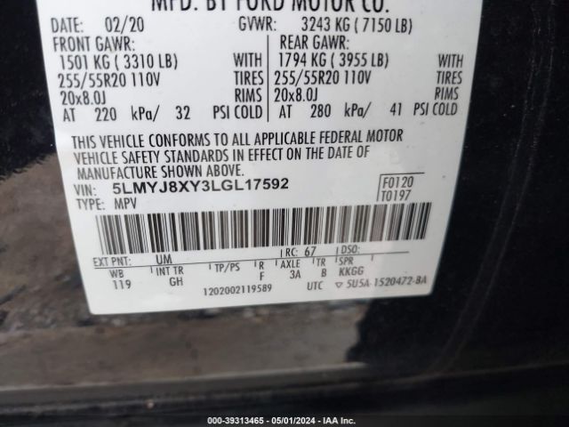 5LMYJ8XY3LGL17592 Lincoln Aviator Grand Touring