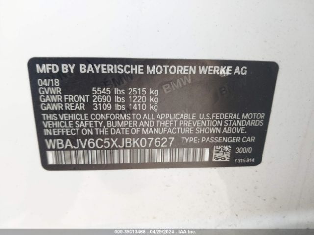 WBAJV6C5XJBK07627 BMW 640i Gran Turismo Xdrive