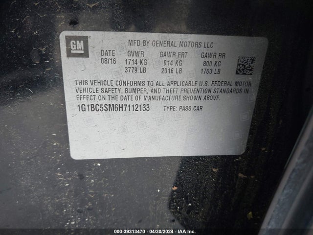 Chevrolet Cruze Ls Auto 2017 1G1BC5SM6H7112133 Image 9
