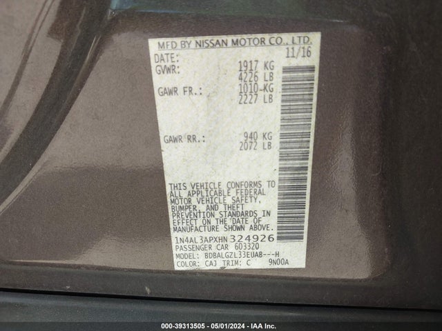 Nissan Altima 2.5 S 2017 1N4AL3APXHN324926 Image 9