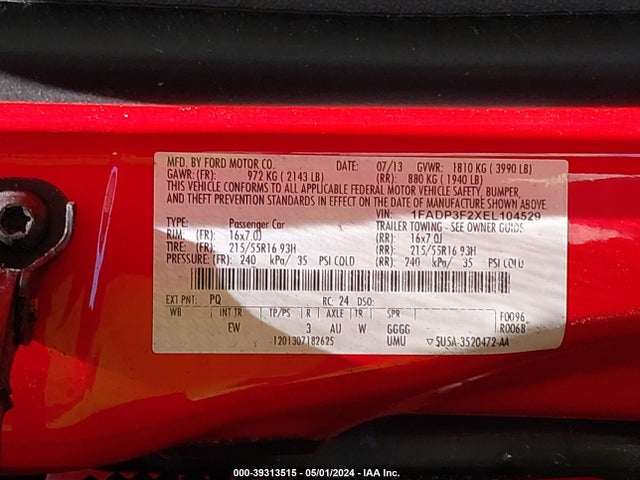 Ford FOCUS SE 2014 1FADP3F2XEL104529 Image 9