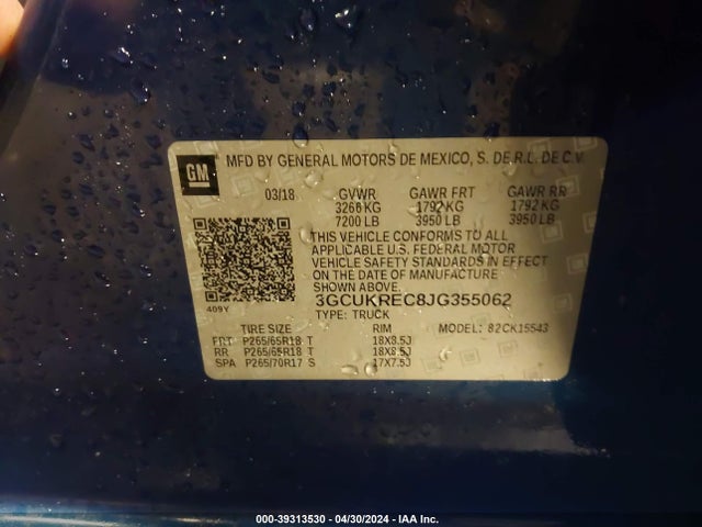 Chevrolet Silverado 1500 2lt 2018 3GCUKREC8JG355062 Image 9