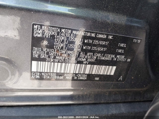Toyota RAV4 LE 2020 2T3K1RFV7LC039540 Image 9