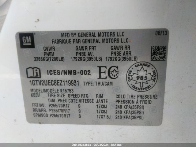 1GTV2UEC8EZ119931 GMC Sierra 1500 Sle