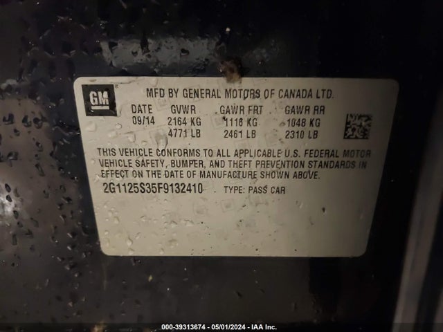Chevrolet Impala 2lt 2015 2G1125S35F9132410 Image 9