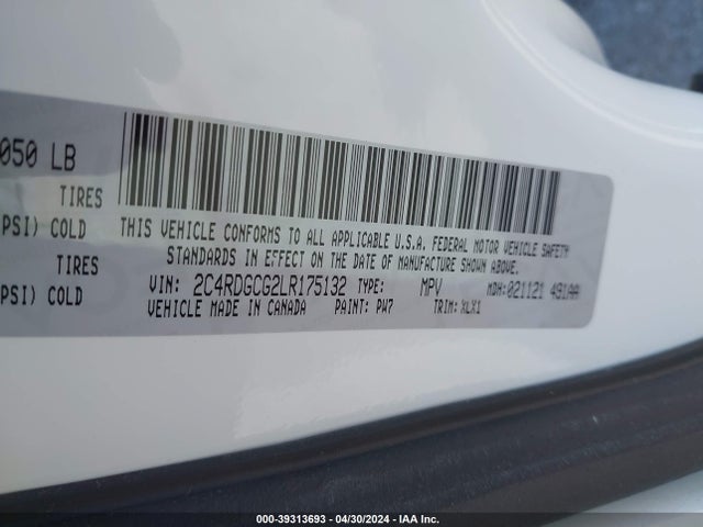 Dodge Grand Caravan Sxt 2020 2C4RDGCG2LR175132 Image 9