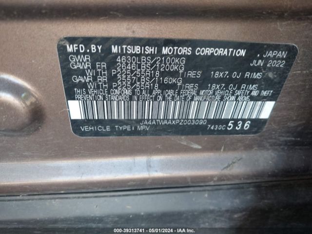 JA4ATWAAXPZ003090 Mitsubishi Eclipse Cross Se S-awc/sel S-awc