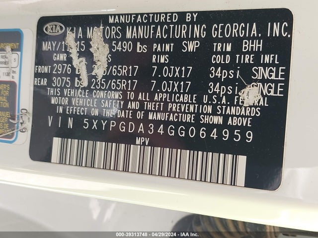 KIA Sorento 2016 5XYPGDA34GG064959 Image 23