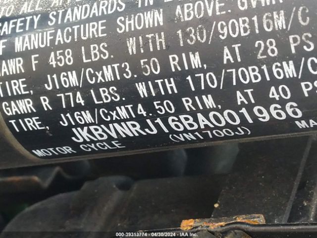 2011 KAWASAKI VN1700 JKBVNRJ16BA001966 Photo 9