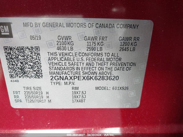 Chevrolet Equinox Premier 2019 2GNAXPEX6K6283620 Image 9