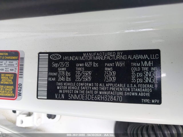 Hyundai Tucson Limited 2024 5NMJE3DE6RH328470 Image 9