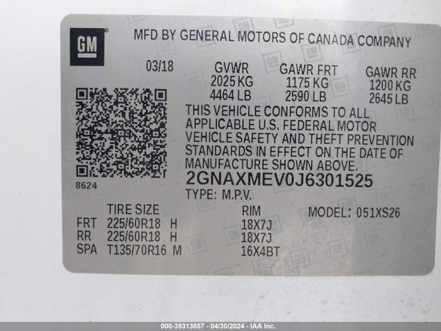 Chevrolet Equinox Premier 2018 2GNAXMEV0J6301525 Image 9