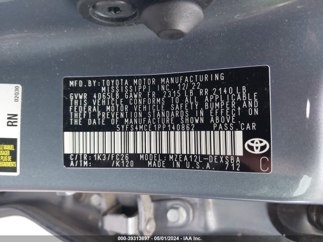 Toyota COROLLA SE 2023 5YFS4MCE1PP140862 Image 9