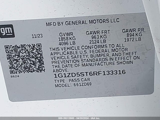 Chevrolet MALIBU LT 2024 1G1ZD5ST6RF133316 Image 9