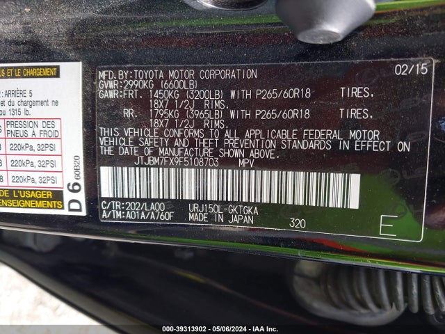 Lexus 460 2015 JTJBM7FX9F5108703 Image 9