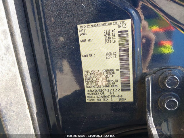 Nissan Maxima 3.5 Sv 2014 1N4AA5AP8EC437122 Image 9
