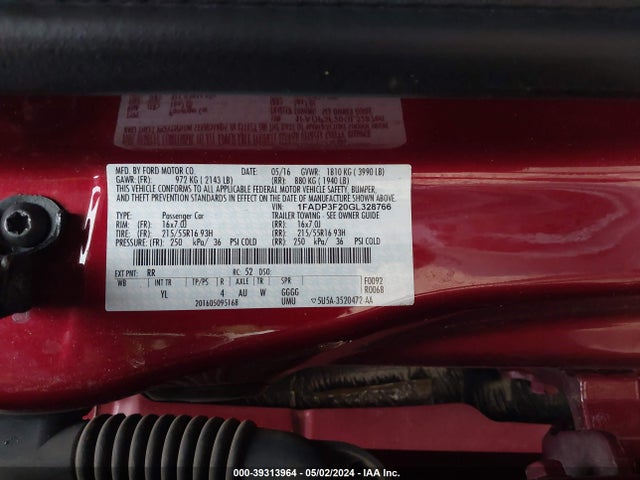 Ford FOCUS SE 2016 1FADP3F20GL328766 Image 9