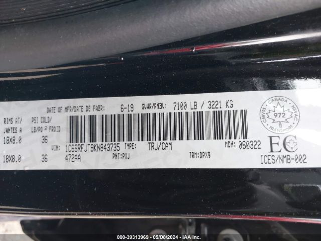 1C6SRFJT9KN843735 RAM 1500 Laramie