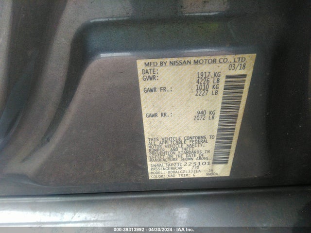 Nissan Altima 2.5 S 2018 1N4AL3AP2JC225101 Image 9