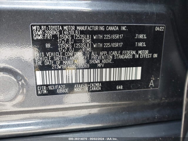 Toyota Rav4 Xle 2022 2T3W1RFVXNC189369 Image 9