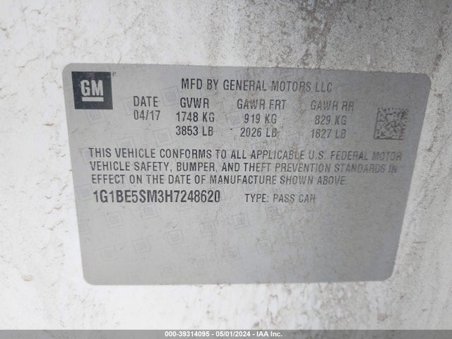 Chevrolet Cruze Lt Auto 2017 1G1BE5SM3H7248620 Image 9