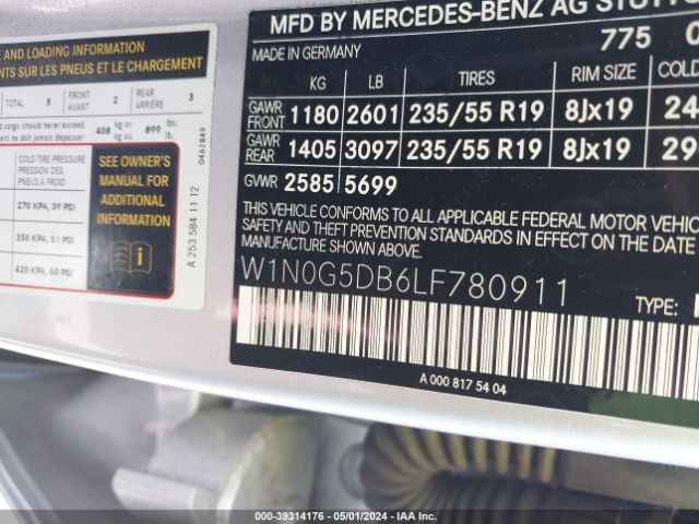 W1N0G5DB6LF780911 Mercedes-Benz Glc 350e 4matic