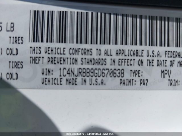 1C4NJRBB9GD670638 Jeep Patriot Sport