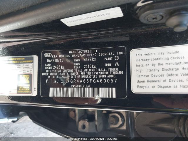 5XXGR4A66FG460057 KIA Optima Sxl Turbo