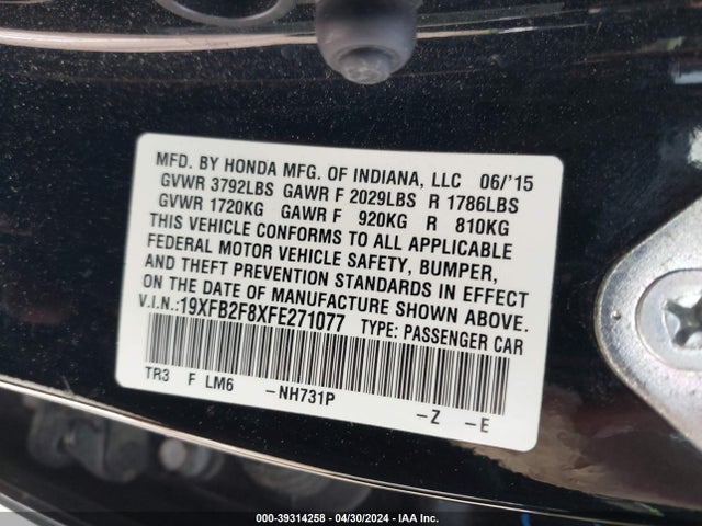 Honda CIVIC EX 2015 19XFB2F8XFE271077 Image 9