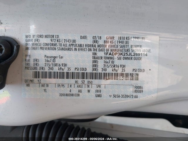 Ford FOCUS SE 2018 1FADP3K25JL269114 Image 9