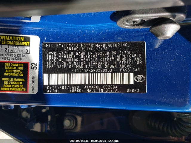 Toyota CAMRY SE 2024 4T1T11AK5RU220963 Image 9