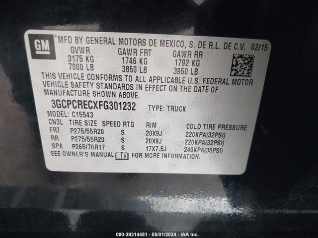 Chevrolet Silverado 1500 1lt 2015 3GCPCRECXFG301232 Image 9