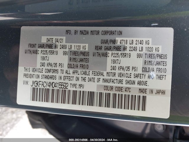 Mazda Cx-5 Carbon Edition Turbo 2021 JM3KFACY4M0415592 Image 9